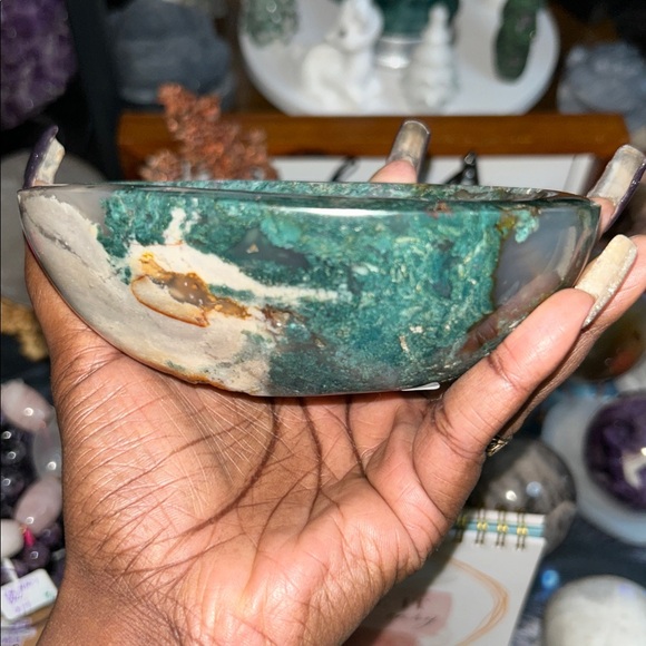 Moss Agate Bowl Medium - Picture 4 of 9